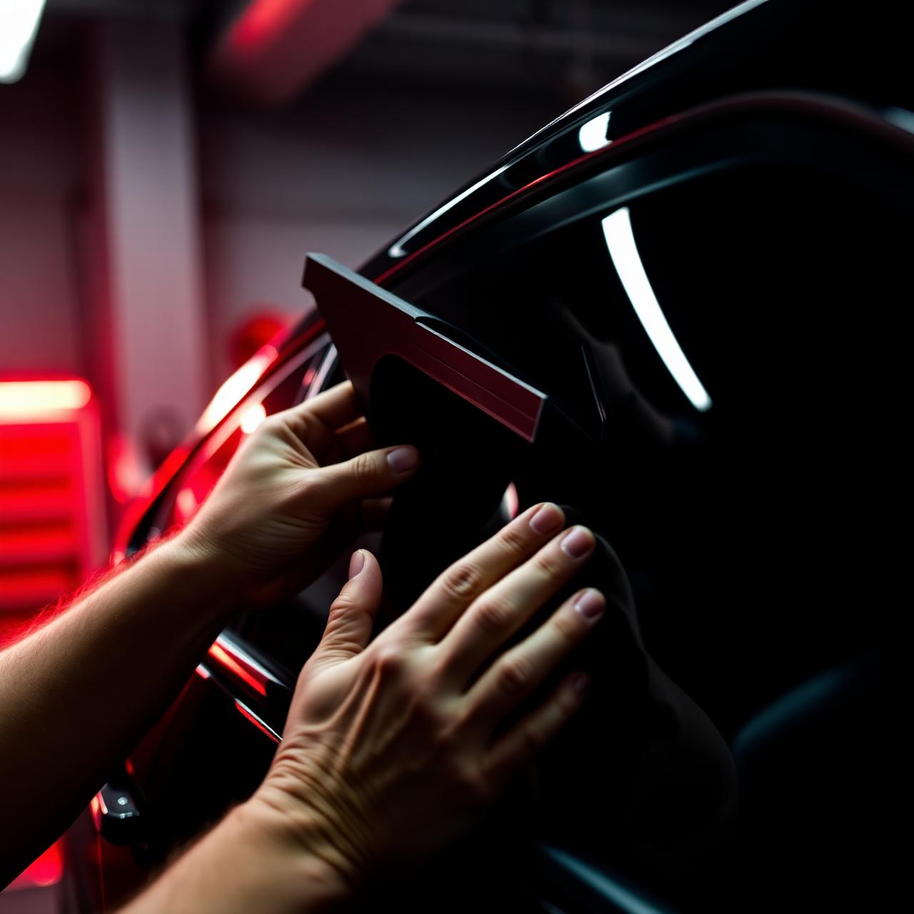 310 Tintz technician installing film on a car window
